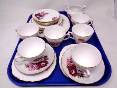 A tray containing 20 pieces of Crown Royal floral pattern tea china.