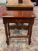 A reproduction mahogany side table fitted a drawer