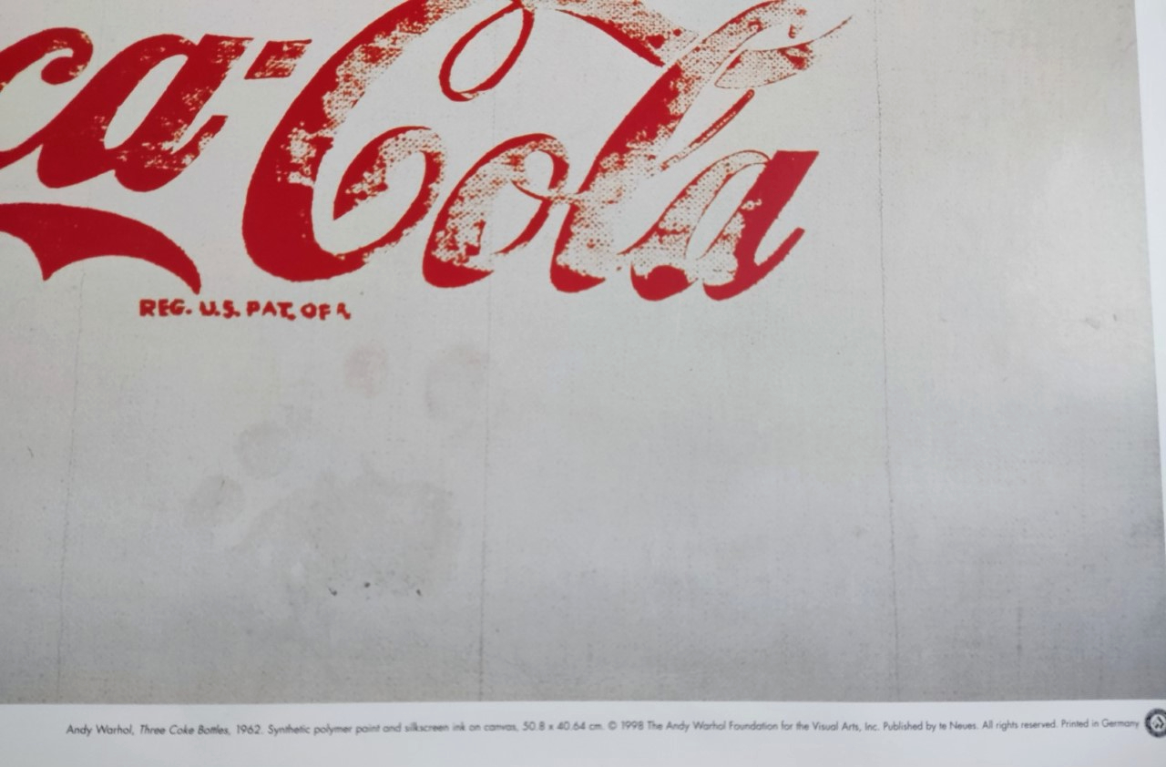Andy Warhol 3 Coke bottles lithograph. 31.5x23.75 inches. - Image 3 of 3