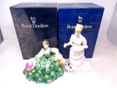 Two Royal Doulton figures, Elyse HN2474 and Lucy HN3858 (both boxed).