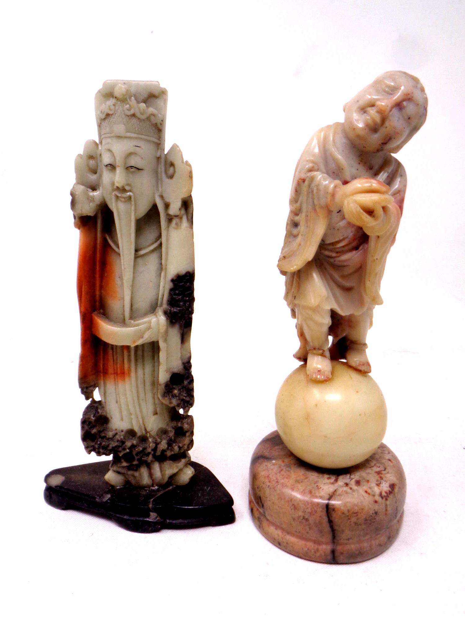 Two Chinese soapstone figures