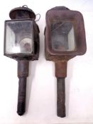 Two antique carriage lamps.