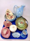 A tray containing 12 pieces of Maling Lustre china including sugar basins, milk jugs,