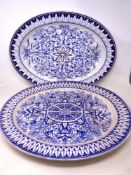 Two 19th century blue and white meat dishes.