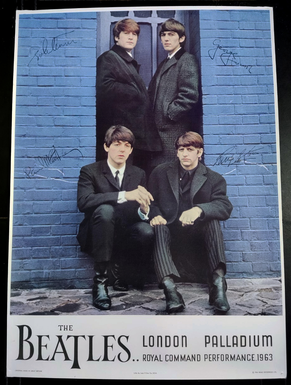20th century Beatles 1964 London Palladium Royal command performance Nems poster.
