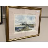 After Tom MacDonald : Bamburgh Castle, reproduction in colours, signed in pencil, 21 cm x 30 cm,