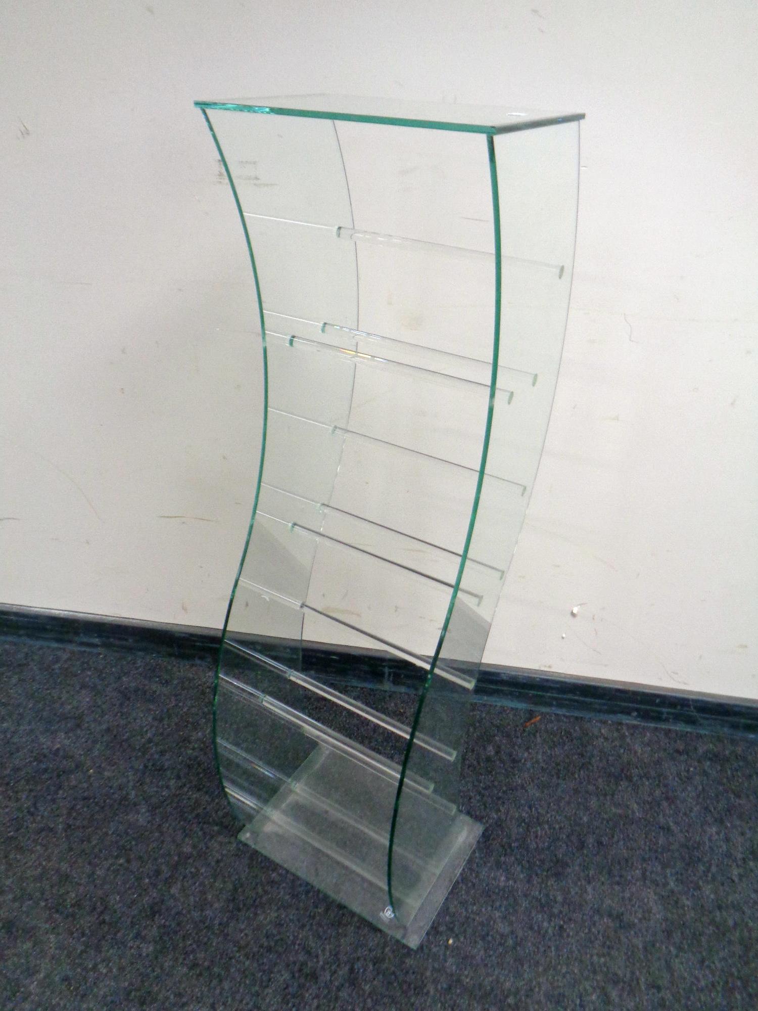 A glass media stand.