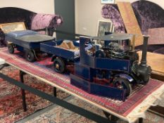 An exhibition-standard 1/5th scale engineered Overtype steam wagon with trailer,