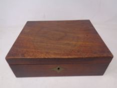 An antique mahogany travelling writing box.