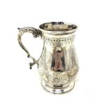 A Victorian silver pot belly tankard / mug, Henry William Curry, London 1876, 423.3g, height 14 cm.