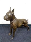 A cast patinated metal figure of a Boxer dog (height 95.1cm, length 88cm).