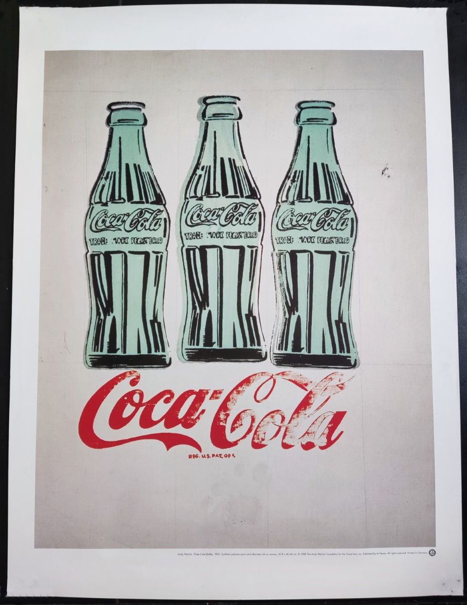 Andy Warhol 3 Coke bottles lithograph. 31.5x23.75 inches.