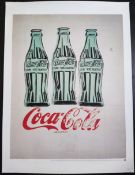 Andy Warhol 3 Coke bottles lithograph. 31.5x23.75 inches.