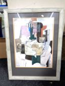 A Picasso Cubism print in frame and mount, 42.5cm x 57cm.