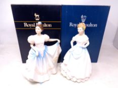 Two Royal Doulton figures, Lindsay HN3645 and Claire HN3646 (both boxed).