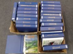 Three boxes containing Northumbrian and Durham County magazines in binders.