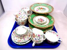 A set of 15 pieces of Minton Haddon Hall tea china with a matching trinket dish,