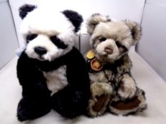 Two Charlie teddy bears, Pandy and limited edition Ming No.3849 of 4000.