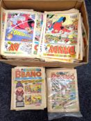 A box containing a large quantity 1980/90s Beano and Dandy comics.