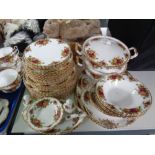 A set of 52 pieces of Royal Albert Old Country Roses dinnerware, tureens, plates,