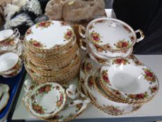 A set of 52 pieces of Royal Albert Old Country Roses dinnerware, tureens, plates,