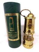A hand-crafted Lamp & Limelight brass miners lamp (boxed).