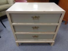 A 19th century continental painted three drawer chest