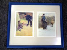 Two Lawson Wood prints : Policemen, framed as one.