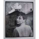 Audrey Hepburn in Italy 1955 on large canvas by Philipe Halsman (63.5cm by 51cm).