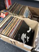 Two boxes containing vinyl LPs including Rock, Country, compilations etc.