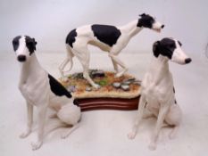 A Border Fine Arts figure, Greyhound, black and white,