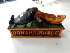 A cast iron Jonah and the Whale money box