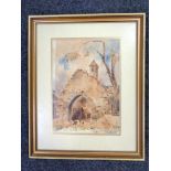 Dees : Abbey ruins, watercolour, in gilt frame and mount.