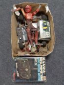 A Sanwa radio control handset (boxed) together with a further box containing a part model cart