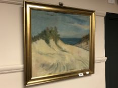 Continental School : Dune study, oil on canvas, 44 cm x 41 cm, indistinctly signed.