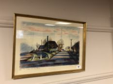 Continental School : A view across a road junction, limited edition colour print,