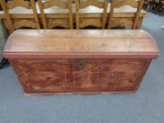 A continental painted pine dome top trunk