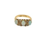 An antique 18ct gold opal and diamond ring,