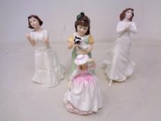 Four small Royal Doulton figures including Sentiments Forget Me Not HN3388, Welcome HN3764,