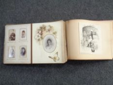 A 19th century leather bound photo album together with a scrap book.