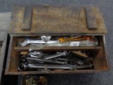 Two joiner's tool boxes containing vintage and later hand tools,