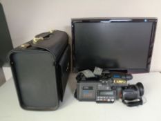 A Samsung T220 monitor together with a combination case containing a Ferguson Videostar video
