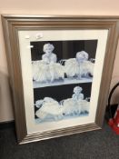 A monochrome print with glitter decoration depicting Marilyn Monroe,