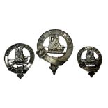 Three antique silver clan badges marked Fac et Spera ('Do and Hope')