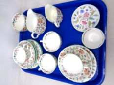 A tray of seventeen pieces of Minton Haddon Hall tea china