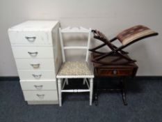 A mid-20th century painted six drawer chest together with a painted Edwardian bedroom chair,