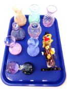 A tray of Murano glass clown together with eight pieces of Caithness glass including vases,
