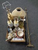 A box containing Wedgwood Jasperware, carnival glass bowl,
