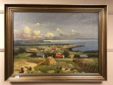 Continental school : A view across a headland, oil on canvas, 89 cm x 63 cm.