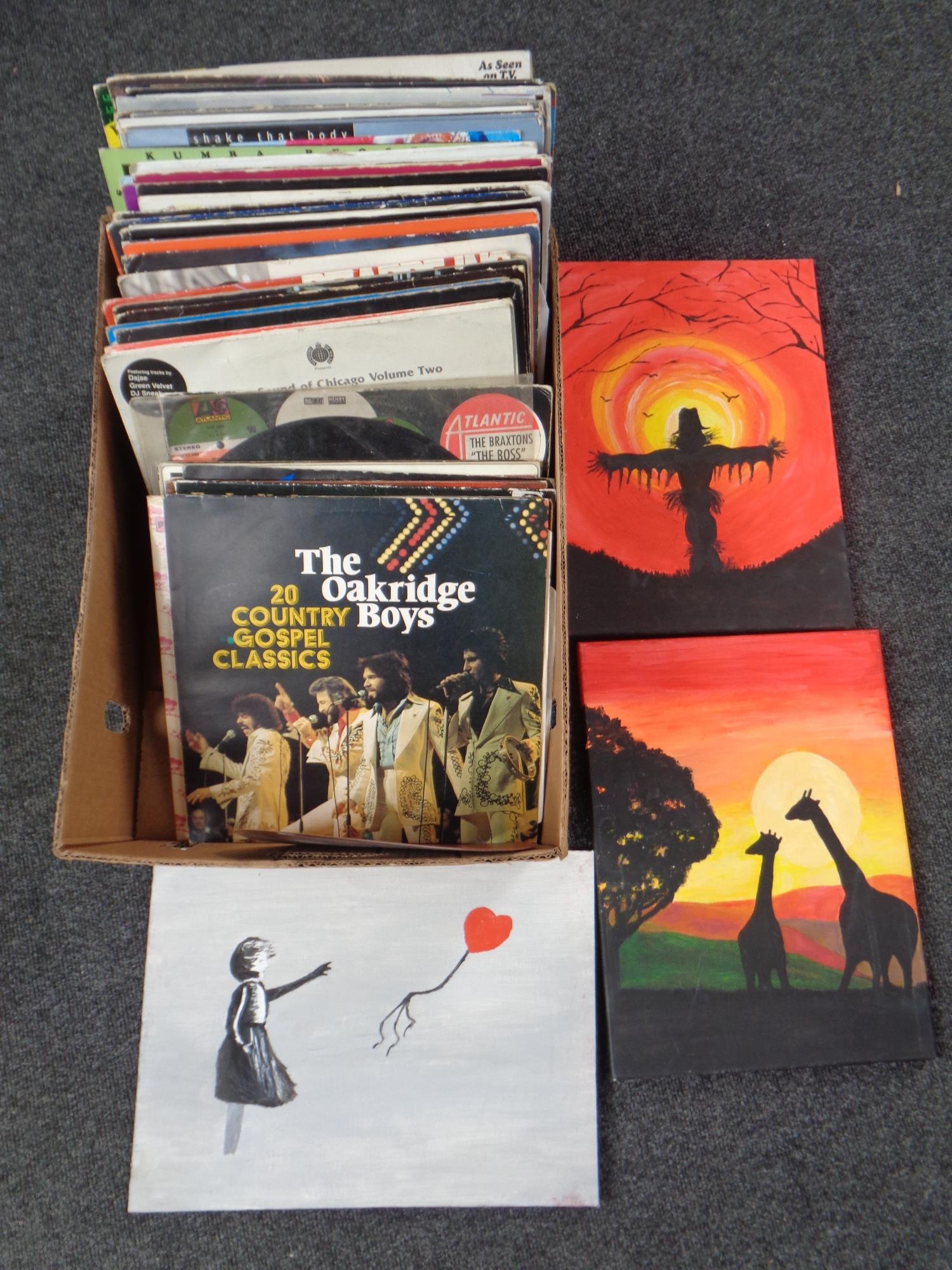 A box containing vinyl LPs including compilations, easy listening etc.